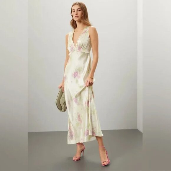 NWT Loveshackfancy Suniva Silk Floral Midi Dress - Picture 6 of 14